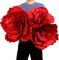 Giant Red Velvet Rose Set of 3 Large Artificial Flower Props for Wedding Event Decor